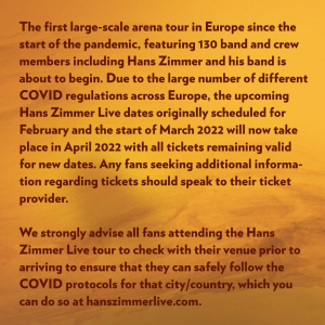Hans Zimmer Live 2022 - Nuevas Fechas - Info
