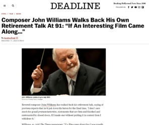 John Williams no se retirará de componer para el cine, además de posibles conciertos en 2024 y 2025